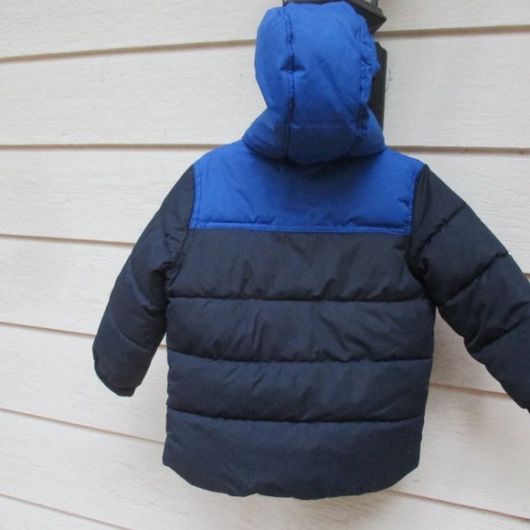 Boys Baby Gap Blue puffer jacket Size 3 hooded soft fleece inside - Picture 3 of 4